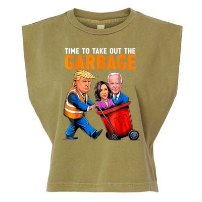 Garbage For Trump 2024 Funny Time To Take Out Garbage Biden Garment-Dyed Women's Muscle Tee