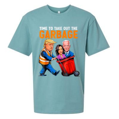 Garbage For Trump 2024 Funny Time To Take Out Garbage Biden Sueded Cloud Jersey T-Shirt