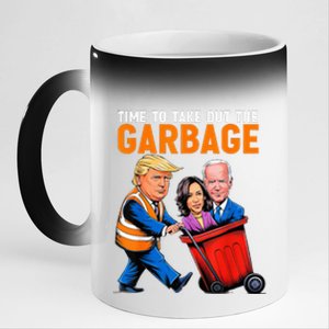 Garbage For Trump 2024 Time To Take Out Garbage Biden 11oz Black Color Changing Mug