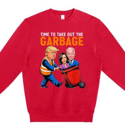 Garbage For Trump 2024 Time To Take Out Garbage Biden Premium Crewneck Sweatshirt