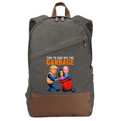 Garbage For Trump 2024 Time To Take Out Garbage Biden Cotton Canvas Backpack