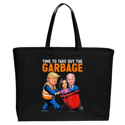 Garbage For Trump 2024 Time To Take Out Garbage Biden Cotton Canvas Jumbo Tote