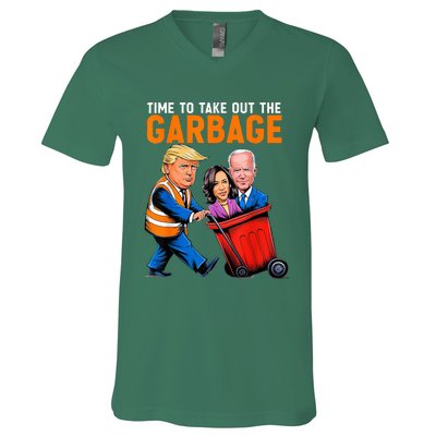 Garbage For Trump 2024 Time To Take Out Garbage Biden V-Neck T-Shirt