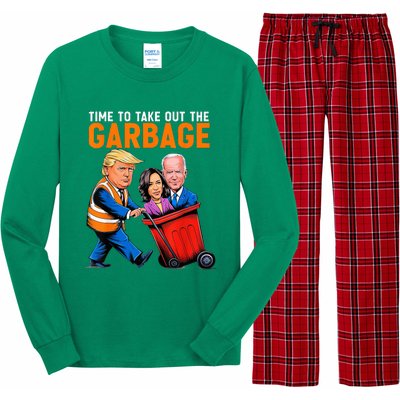 Garbage For Trump 2024 Time To Take Out Garbage Biden Long Sleeve Pajama Set