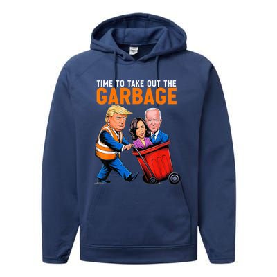 Garbage For Trump 2024 Time To Take Out Garbage Biden Performance Fleece Hoodie