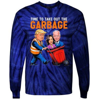 Garbage For Trump 2024 Time To Take Out Garbage Biden Tie-Dye Long Sleeve Shirt