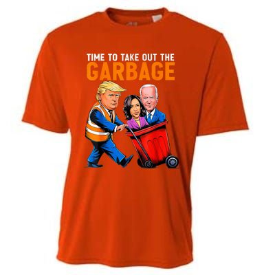 Garbage For Trump 2024 Funny Time To Take Out Garbage Biden Cooling Performance Crew T-Shirt