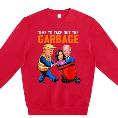 Garbage For Trump 2024 Funny Time To Take Out Garbage Biden Premium Crewneck Sweatshirt