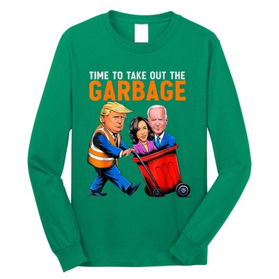 Garbage For Trump 2024 Funny Time To Take Out Garbage Biden Long Sleeve Shirt