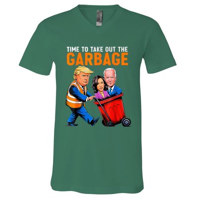 Garbage For Trump 2024 Funny Time To Take Out Garbage Biden V-Neck T-Shirt