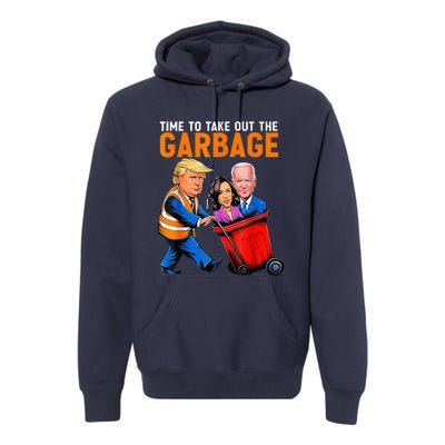 Garbage For Trump 2024 Funny Time To Take Out Garbage Biden Premium Hoodie