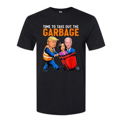 Garbage For Trump 2024 Funny Time To Take Out Garbage Biden Softstyle CVC T-Shirt