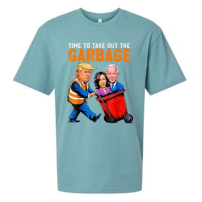 Garbage For Trump 2024 Funny Time To Take Out Garbage Biden Sueded Cloud Jersey T-Shirt