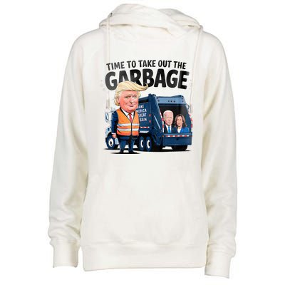 Garbage For Trump 2024 Time To Take Out Garbage Biden Womens Funnel Neck Pullover Hood