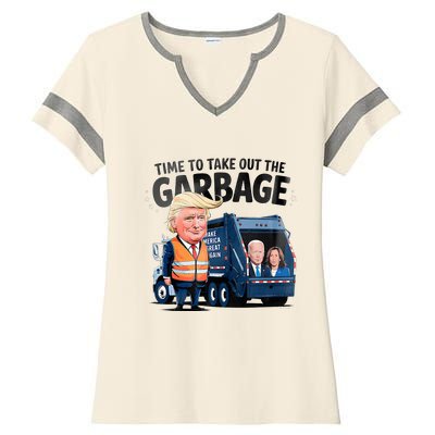 Garbage For Trump 2024 Time To Take Out Garbage Biden Ladies Halftime Notch Neck Tee