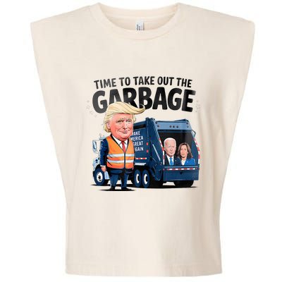 Garbage For Trump 2024 Time To Take Out Garbage Biden Garment-Dyed Women's Muscle Tee