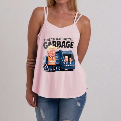 Garbage For Trump 2024 Time To Take Out Garbage Biden Women's Strappy Tank