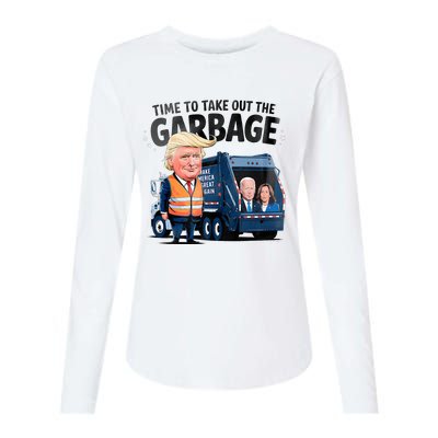 Garbage For Trump 2024 Time To Take Out Garbage Biden Womens Cotton Relaxed Long Sleeve T-Shirt