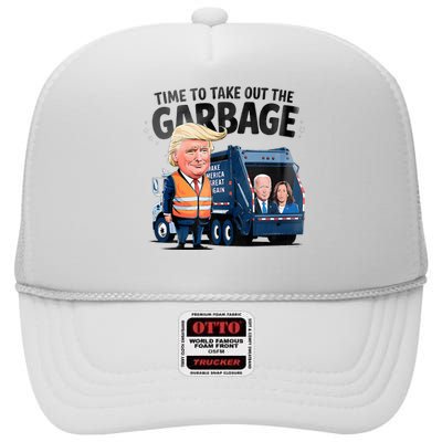 Garbage For Trump 2024 Time To Take Out Garbage Biden High Crown Mesh Back Trucker Hat