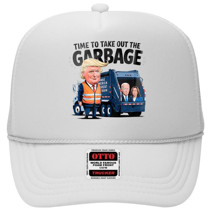 Garbage For Trump 2024 Time To Take Out Garbage Biden High Crown Mesh Back Trucker Hat