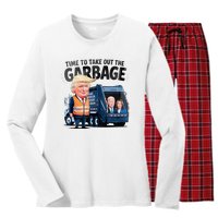 Garbage For Trump 2024 Time To Take Out Garbage Biden Women's Long Sleeve Flannel Pajama Set 