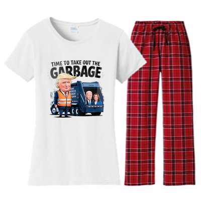 Garbage For Trump 2024 Time To Take Out Garbage Biden Women's Flannel Pajama Set