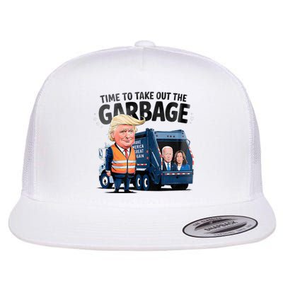 Garbage For Trump 2024 Time To Take Out Garbage Biden Flat Bill Trucker Hat