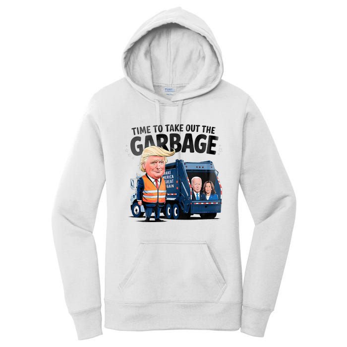 Garbage For Trump 2024 Time To Take Out Garbage Biden Women's Pullover Hoodie