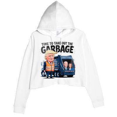 Garbage For Trump 2024 Time To Take Out Garbage Biden Crop Fleece Hoodie