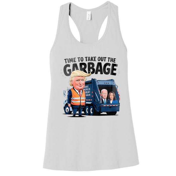 Garbage For Trump 2024 Time To Take Out Garbage Biden Women's Racerback Tank