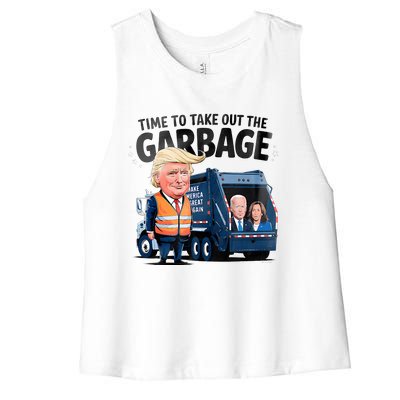 Garbage For Trump 2024 Time To Take Out Garbage Biden Women's Racerback Cropped Tank