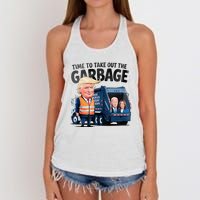 Garbage For Trump 2024 Time To Take Out Garbage Biden Women's Knotted Racerback Tank