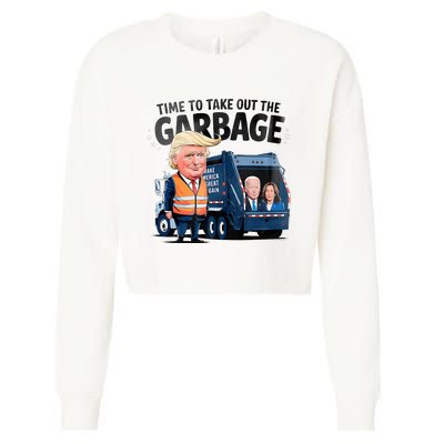 Garbage For Trump 2024 Time To Take Out Garbage Biden Cropped Pullover Crew