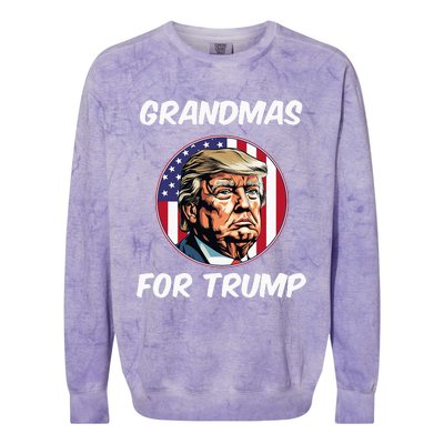 Grandmas For Trump American Flag Colorblast Crewneck Sweatshirt