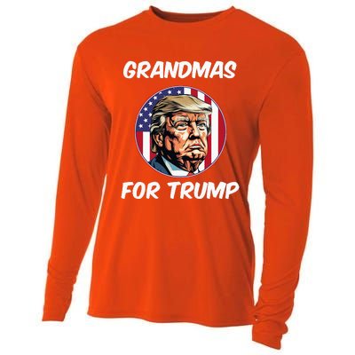 Grandmas For Trump American Flag Cooling Performance Long Sleeve Crew