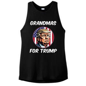 Grandmas For Trump American Flag Ladies PosiCharge Tri-Blend Wicking Tank