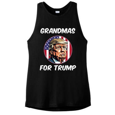 Grandmas For Trump American Flag Ladies PosiCharge Tri-Blend Wicking Tank