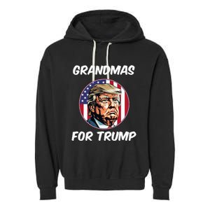 Grandmas For Trump American Flag Garment-Dyed Fleece Hoodie