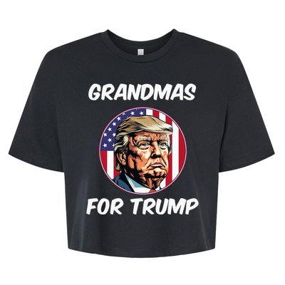 Grandmas For Trump American Flag Bella+Canvas Jersey Crop Tee