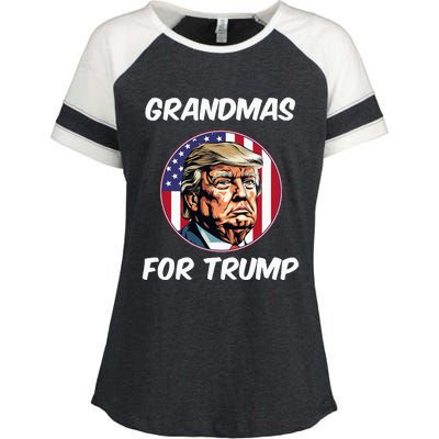 Grandmas For Trump American Flag Enza Ladies Jersey Colorblock Tee