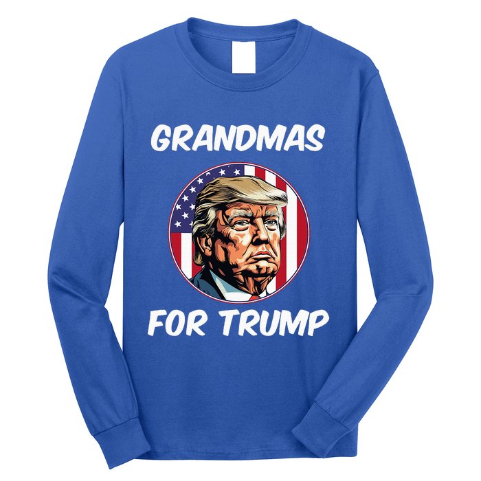 Grandmas For Trump American Flag Long Sleeve Shirt