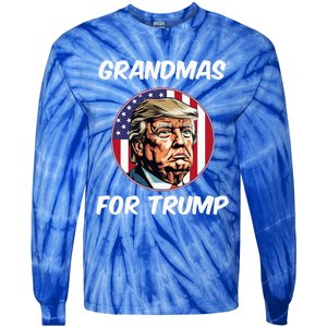 Grandmas For Trump American Flag Tie-Dye Long Sleeve Shirt