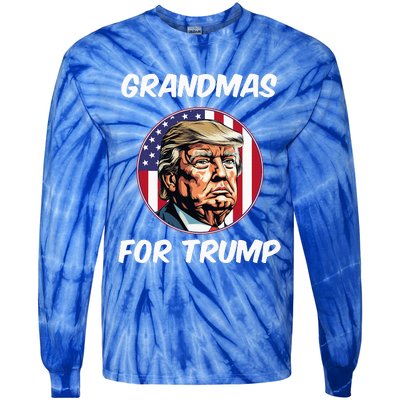 Grandmas For Trump American Flag Tie-Dye Long Sleeve Shirt