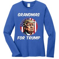 Grandmas For Trump American Flag Ladies Long Sleeve Shirt