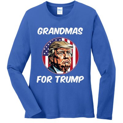 Grandmas For Trump American Flag Ladies Long Sleeve Shirt