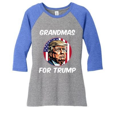 Grandmas For Trump American Flag Women's Tri-Blend 3/4-Sleeve Raglan Shirt