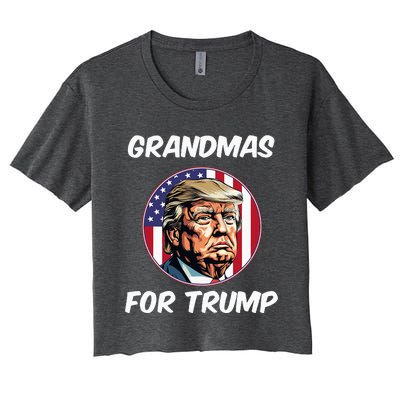 Grandmas For Trump American Flag Women's Crop Top Tee