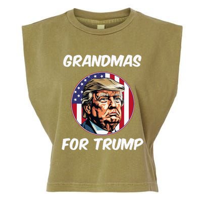 Grandmas For Trump American Flag Garment-Dyed Women's Muscle Tee