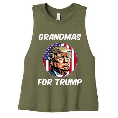 Grandmas For Trump American Flag Women's Racerback Cropped Tank