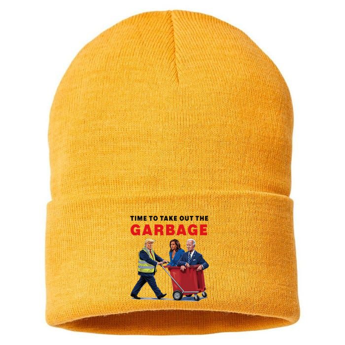 Garbage For Trump 2024 Time To Take Out The Garbage Sustainable Knit Beanie